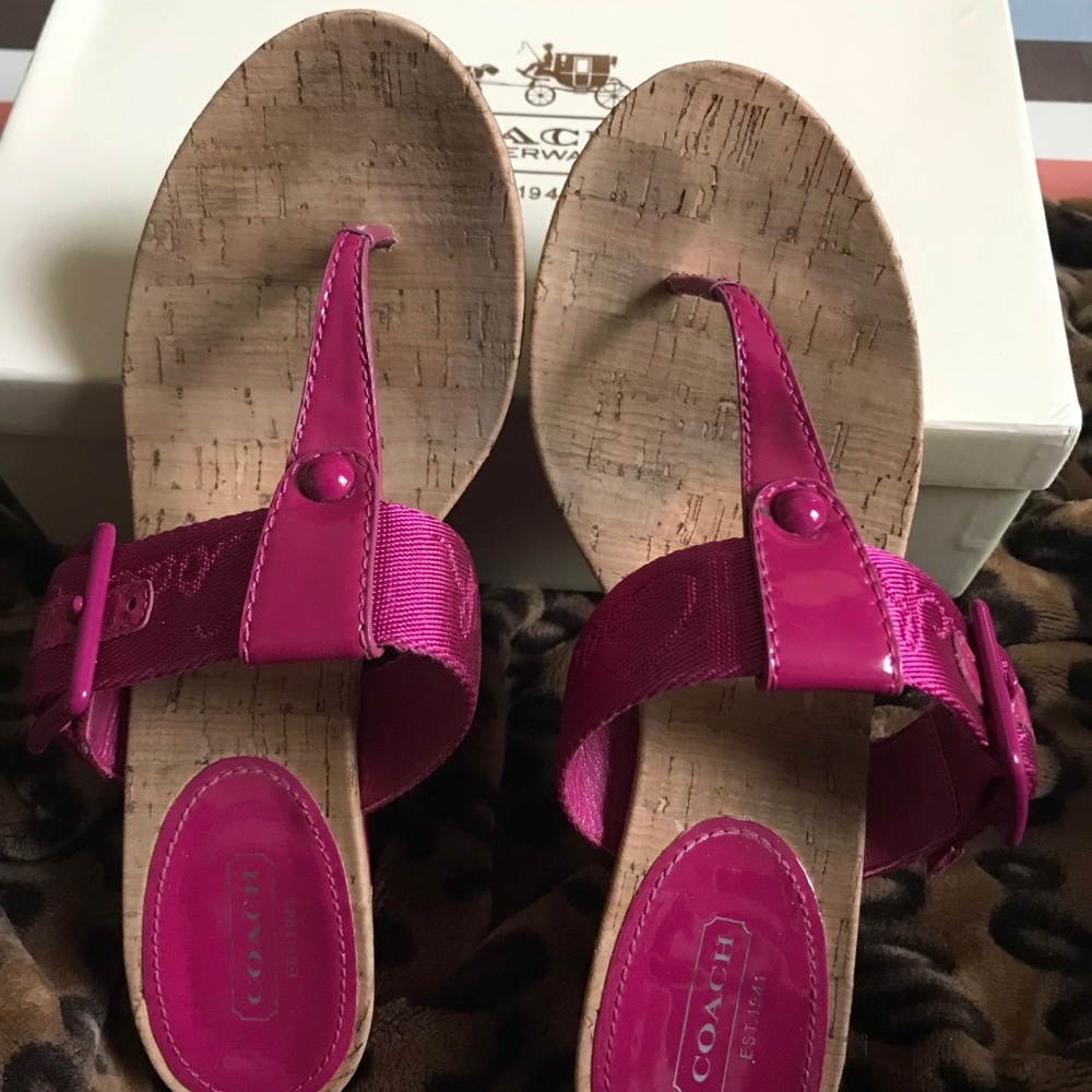 Coach Bernadette Fuscia Wedge Sandals